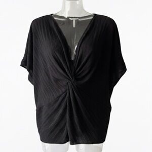 Zara Women's Black V Neck Twisted Blouse Size Small